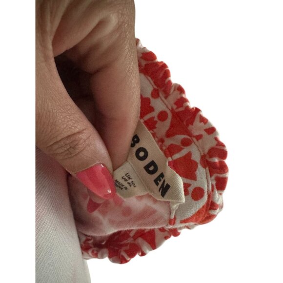 BODEN Orange White Ruffle Sleeve Dres Size 6 Long - Picture 7 of 7